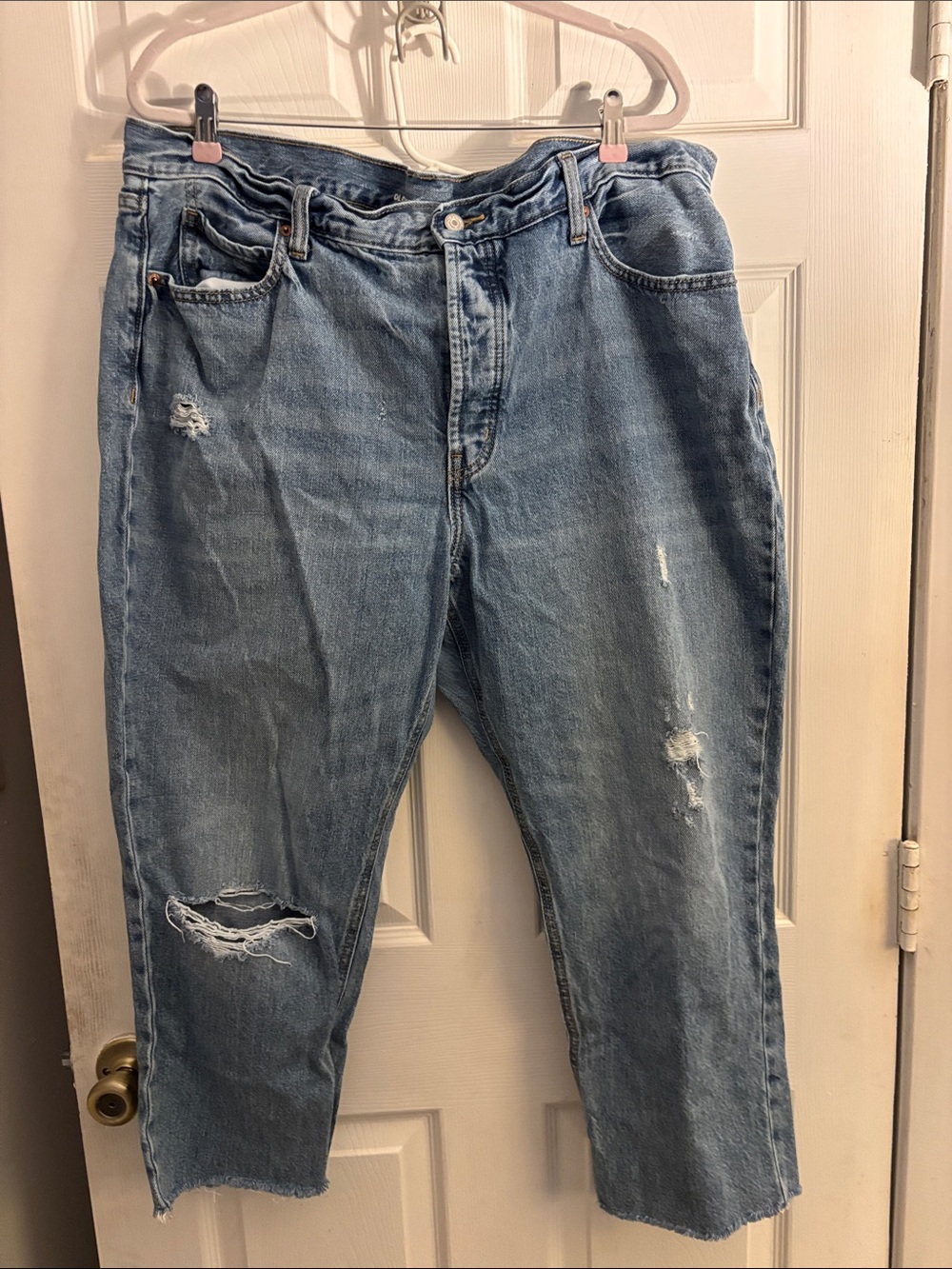 Old Navy Straight Leg Distressed Blue Jeans